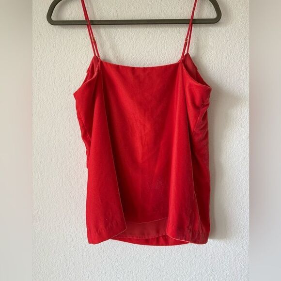 J.Crew Red Velvet Camisole Tank Top 6Tall Spaghetti Strap Ruffle Trim Preppy Y2K - Picture 6 of 8